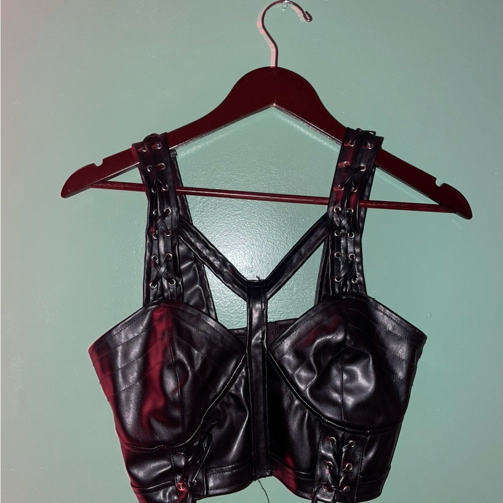 Spencer’s Black Faux Leather Corset Top Goth